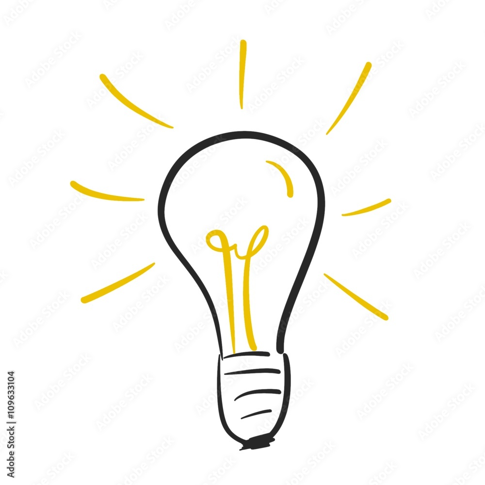 Leuchtende Glühbirne - Idee Konzept - Zeichnung Stock Illustration | Adobe  Stock