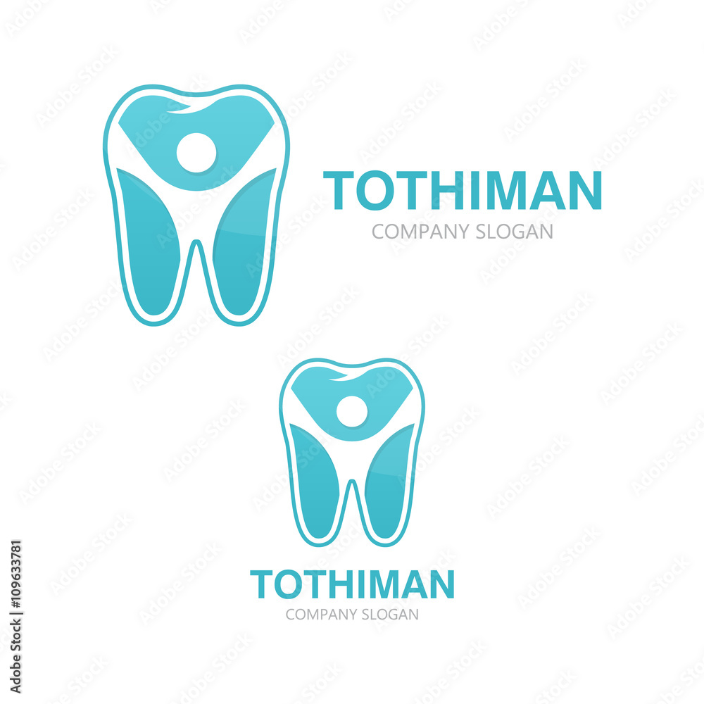 Vector logo combination of a tooth and man Vector logo combination of a tooth and man