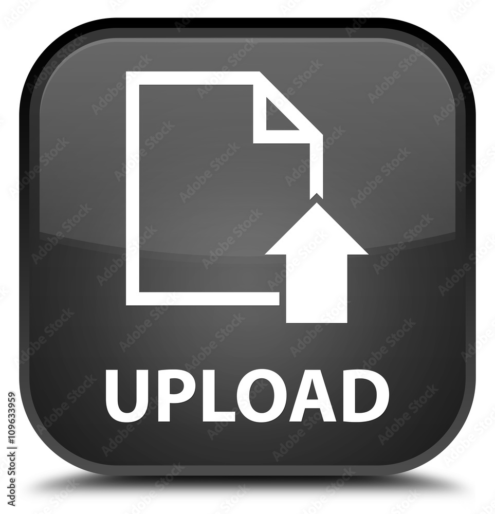 Upload (document icon) black square button Upload (document icon) black square button