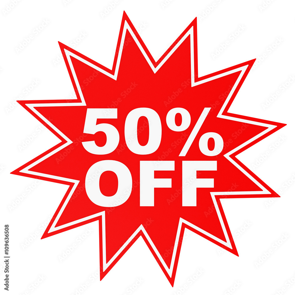 Discount 50 percent off. 3D illustration. Discount 50 percent off. 3D illustration.