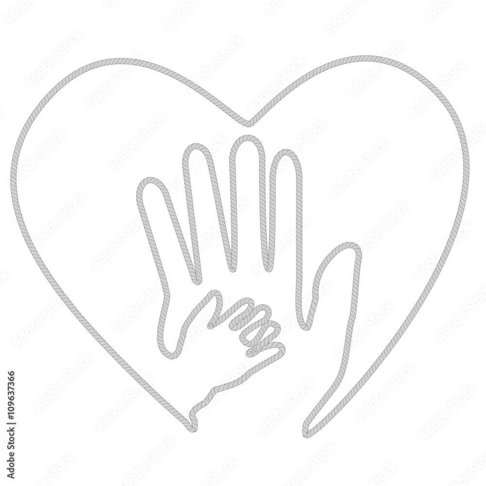 Adult Hand and Baby Hand at Love Shape Adult Hand and Baby Hand at Love Shape