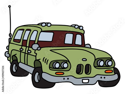 Old station wagon / Hand drawing, vector illustration