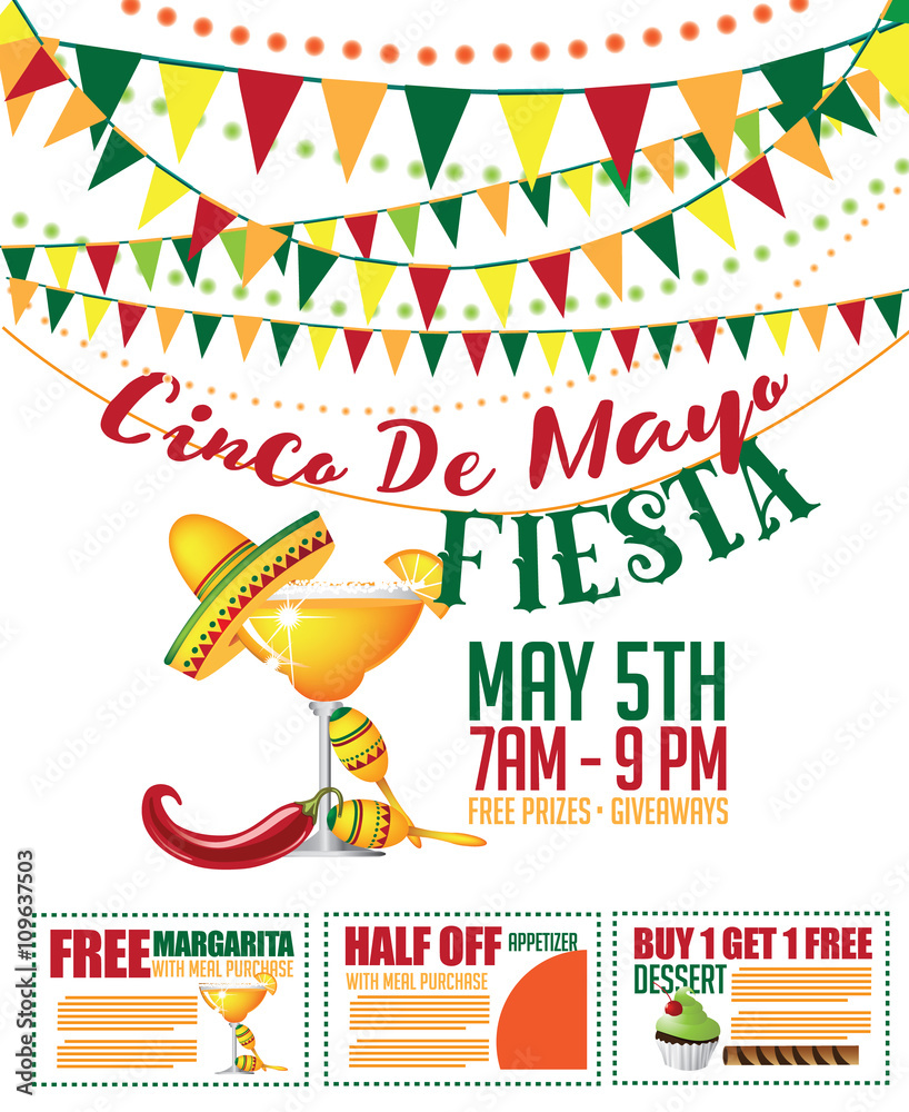 Cinco De Mayo bunting background. Cinco de Mayo ad, signage, card