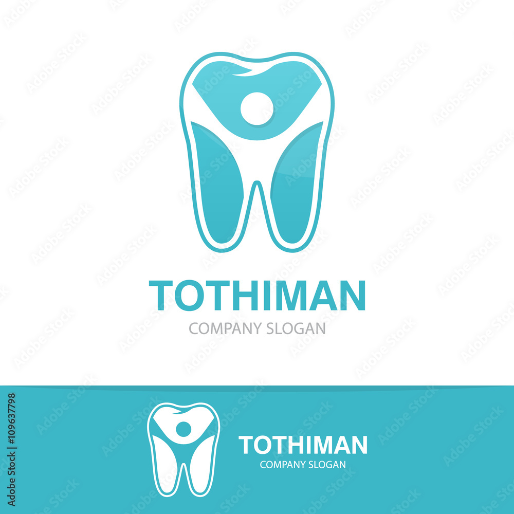 Vector logo combination of a tooth and man Vector logo combination of a tooth and man