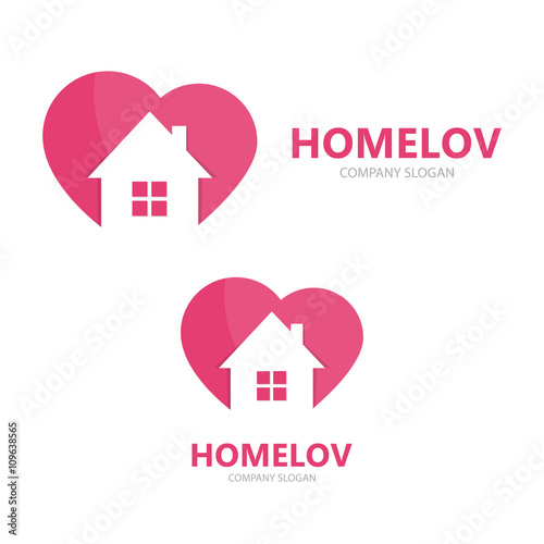 Vector logo combination of a heart and house