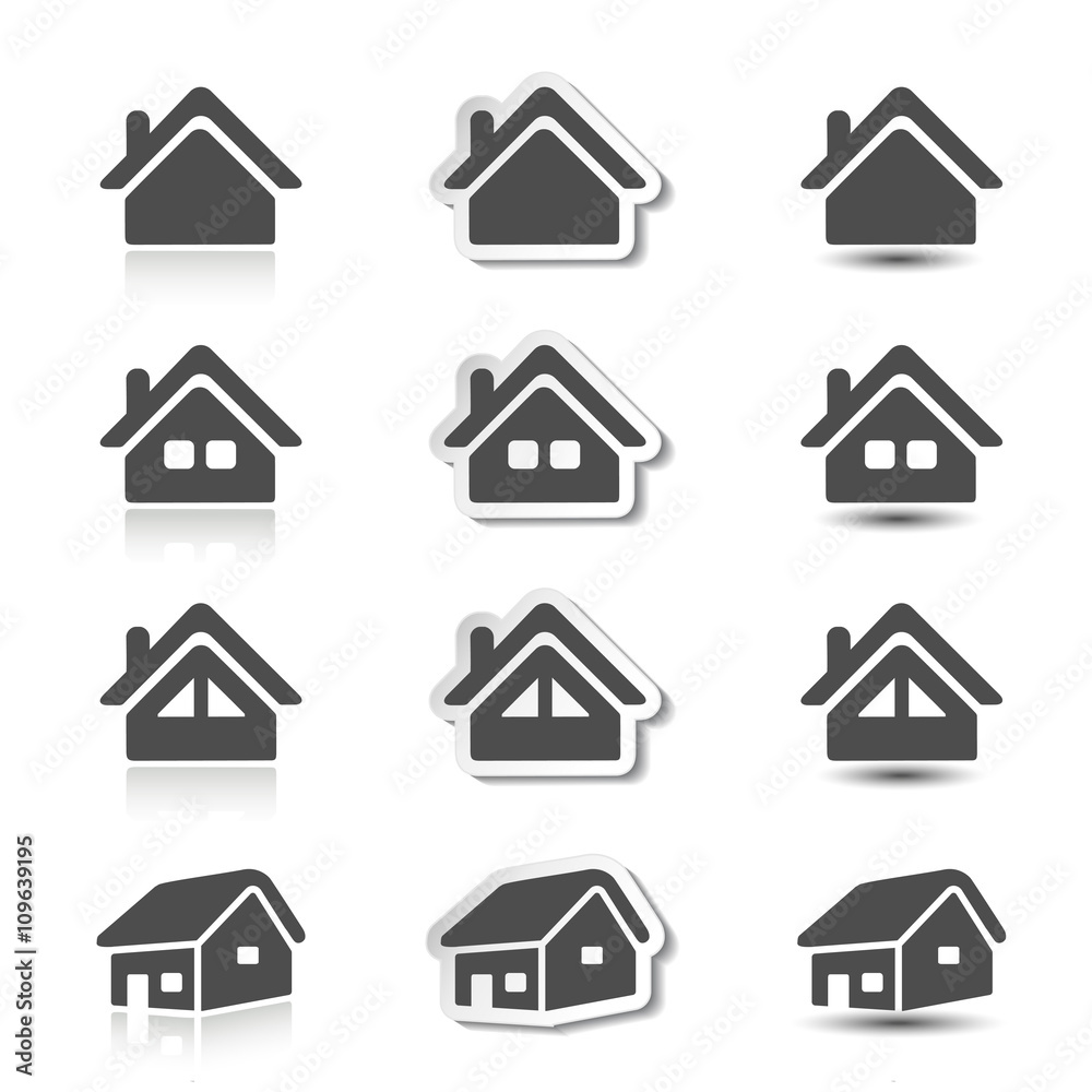 Vector house, home buttons Vector house, home buttons