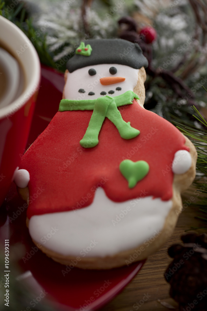 Fototapeta premium snowman gingerbread cookie