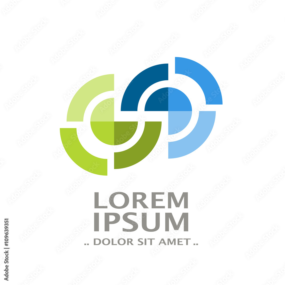 Vector abstract circular symbol on white background, blue green color Vector abstract circular symbol on white background, blue green color