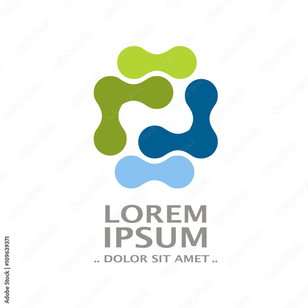 Obraz premium Vector abstract symbol of puzzle on white background, blue green color