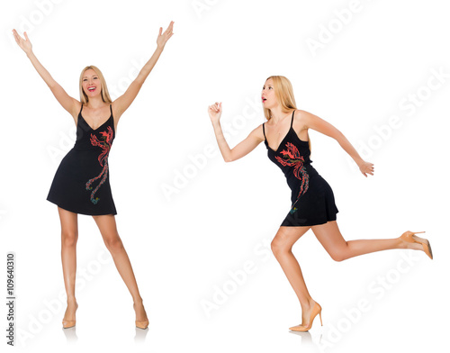 Composite photo of woman in various poses