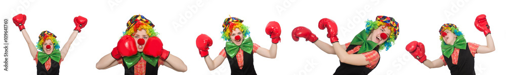Clown in various poses isolated on white Clown in various poses isolated on white
