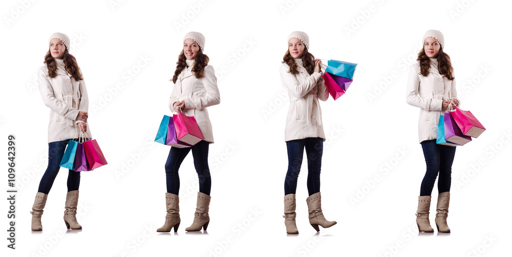 Obraz premium Woman in winter clothing doing christmas shopping
