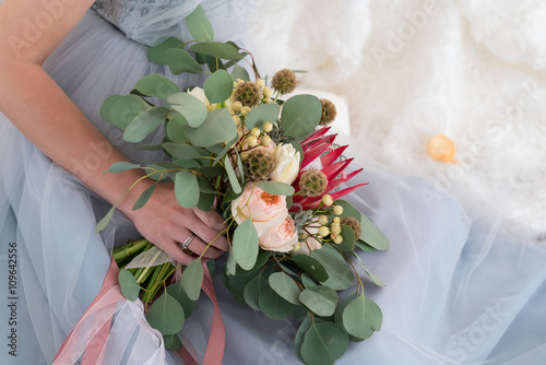 wedding boho bouquet with eucalyptus photo