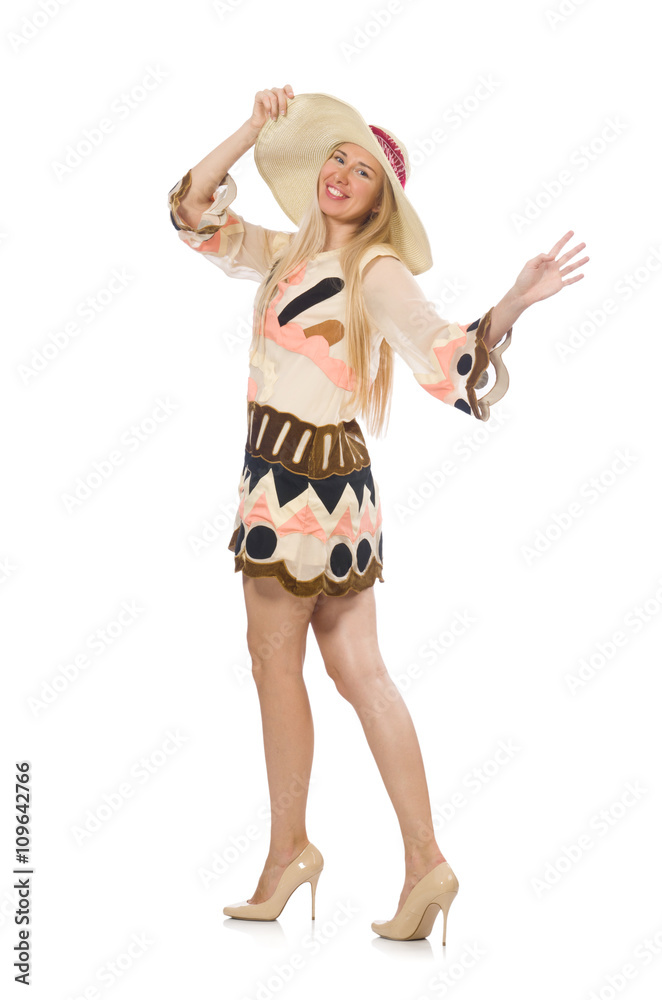 Blond hair model wearing designer clothes isolated on white Blond hair model wearing designer clothes isolated on white