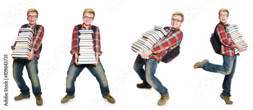 Composite photo of student with books