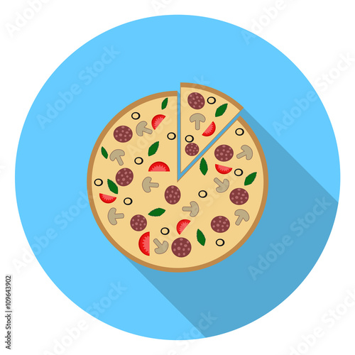 Pizza long shadow icon.