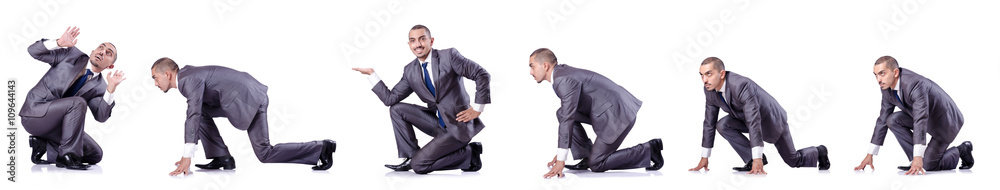 Businessman in various poses isolated on white Businessman in various poses isolated on white