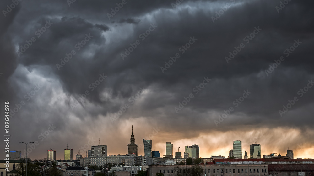Storm clouds over center of Warsaw Storm clouds over center of Warsaw