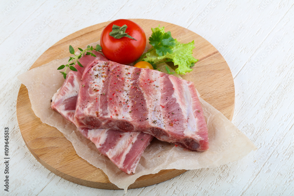 Raw pork ribs