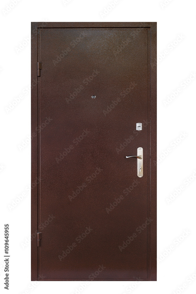 Brown metal security door isolated on white Brown metal security door isolated on white