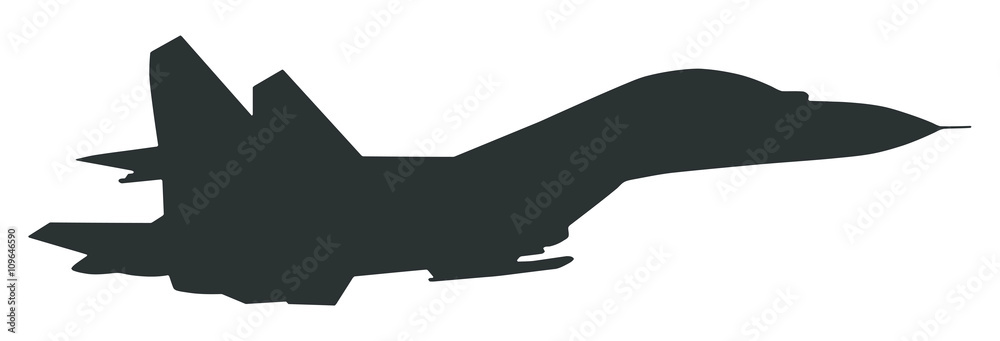 Silhouette of fighter plane isolated on white Silhouette of fighter plane isolated on white