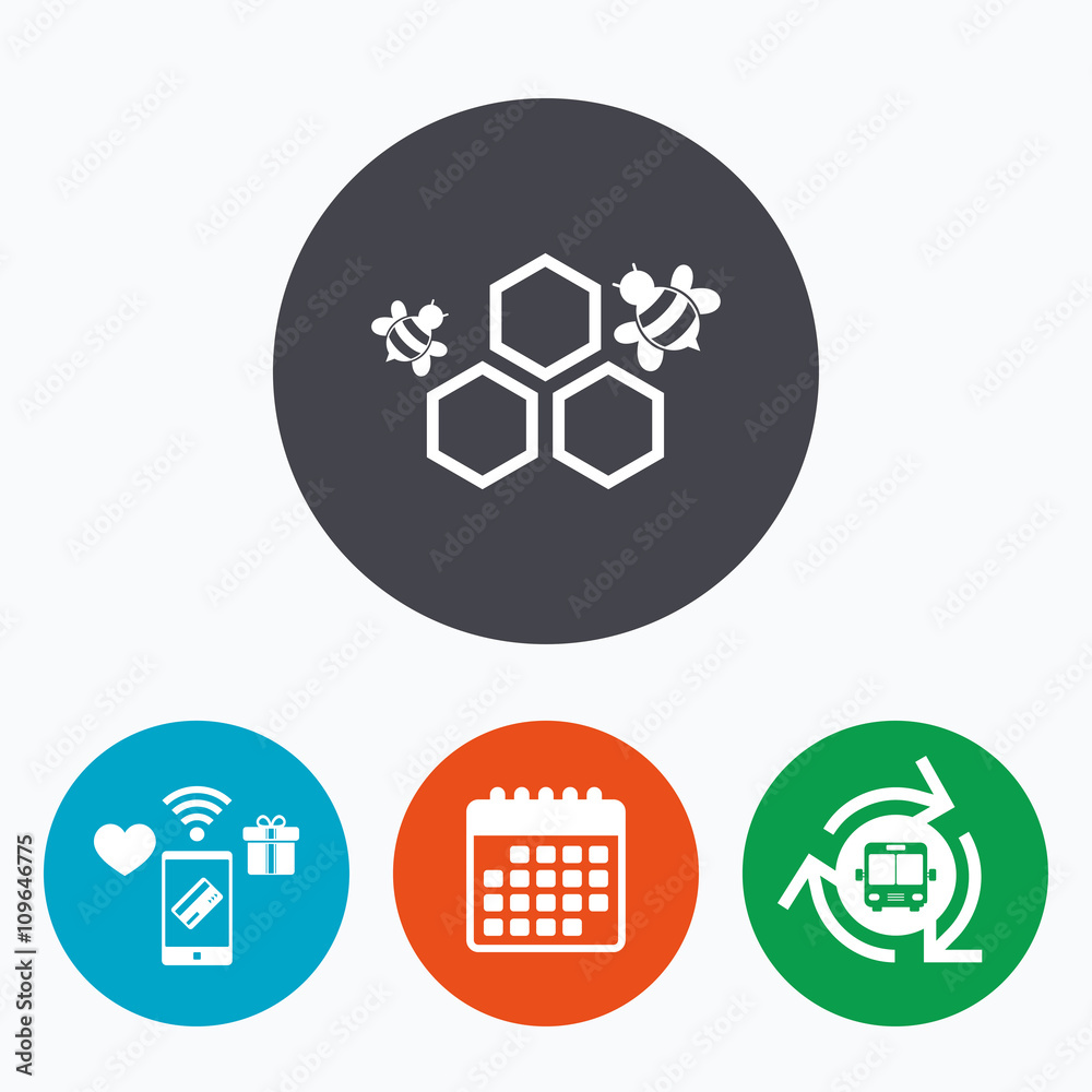 Obraz premium Honeycomb sign icon. Honey cells symbol.