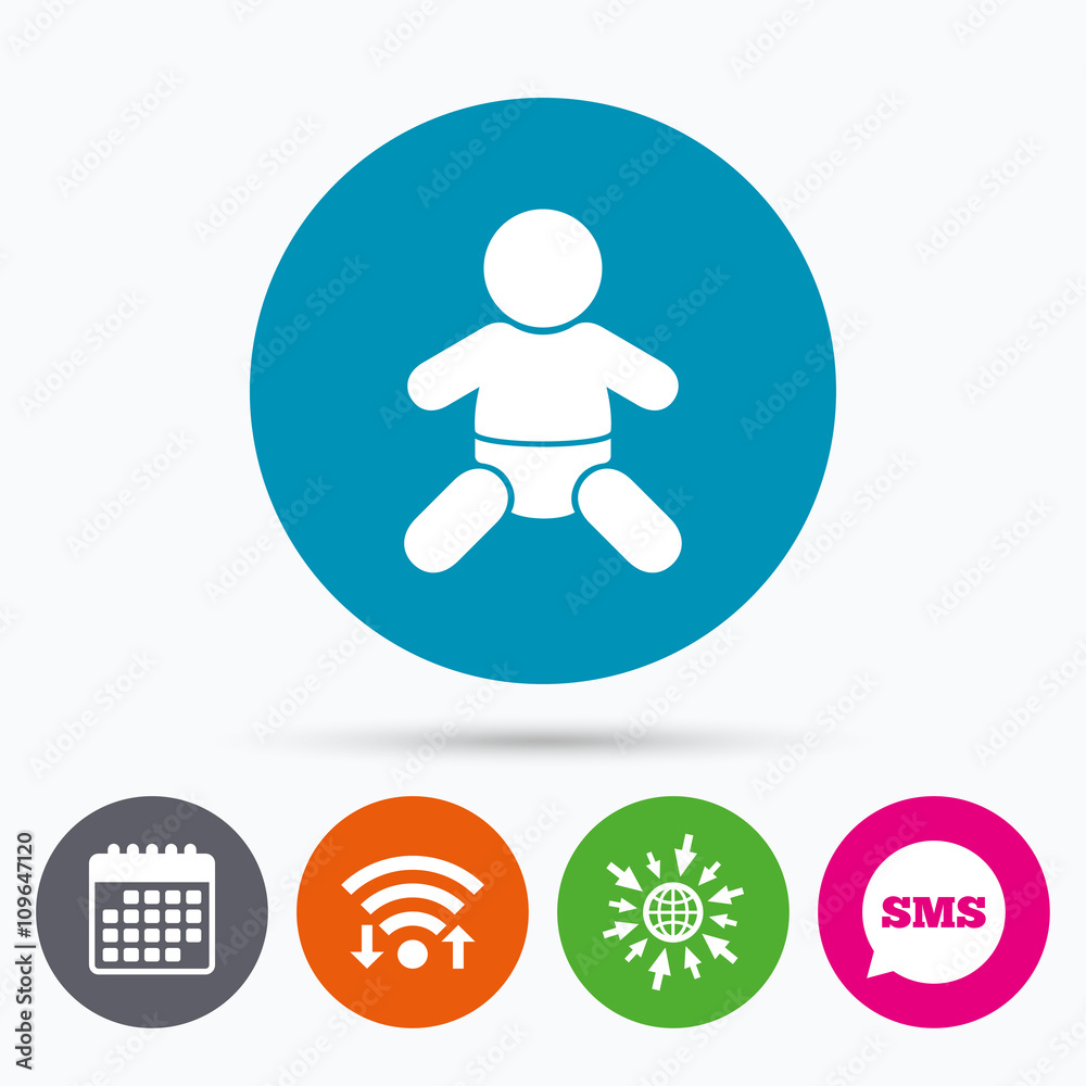 Baby infant sign icon. Toddler boy symbol. Baby infant sign icon. Toddler boy symbol.