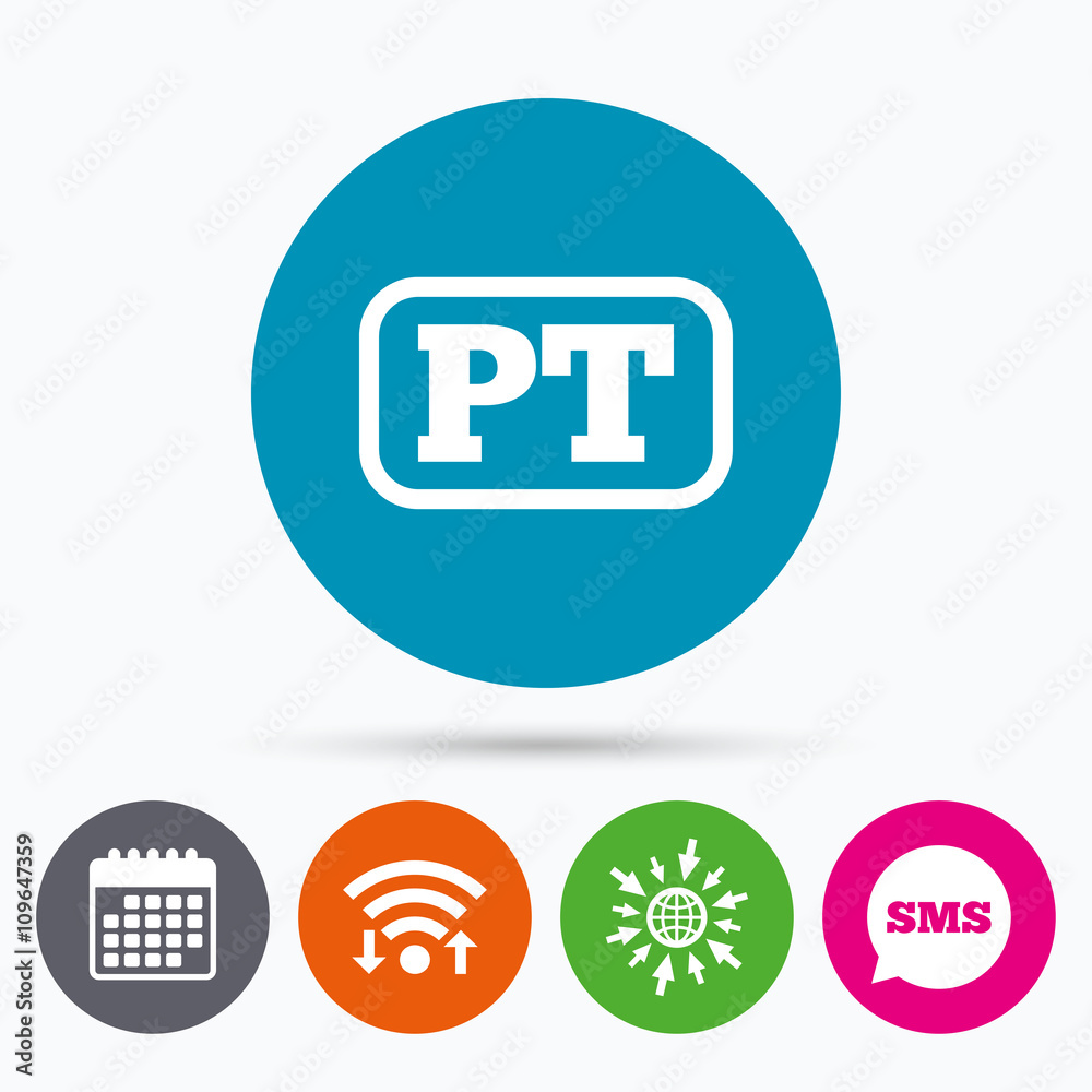 Portuguese language sign icon. PT translation