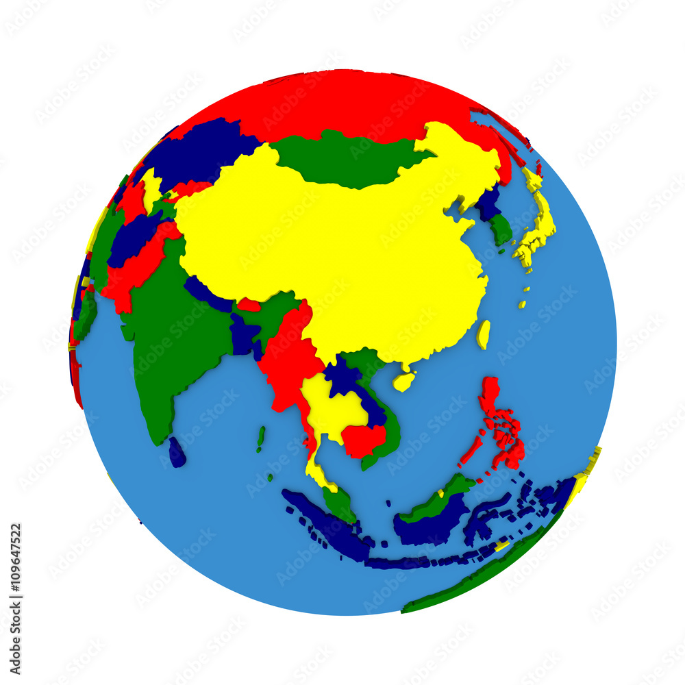 Asia on political model of Earth