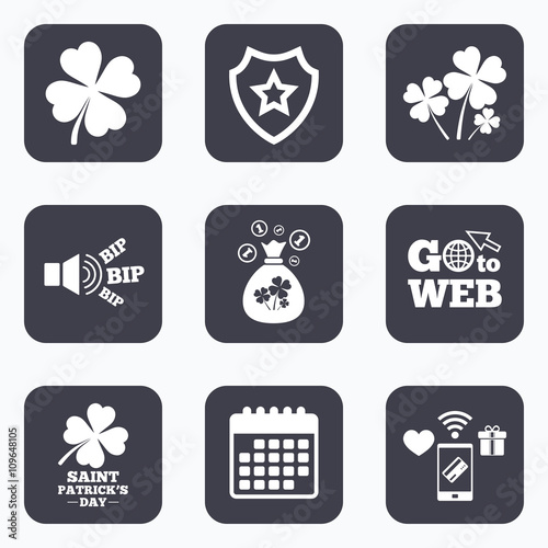 Saint Patrick day icons. Money bag with coins.