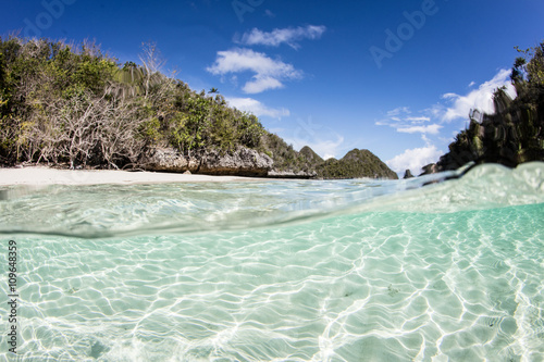 Clear Water, Islands, and Beach in Raja Ampat