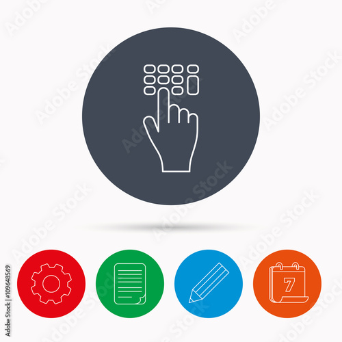 Enter pin code icon. Click hand pointer sign.