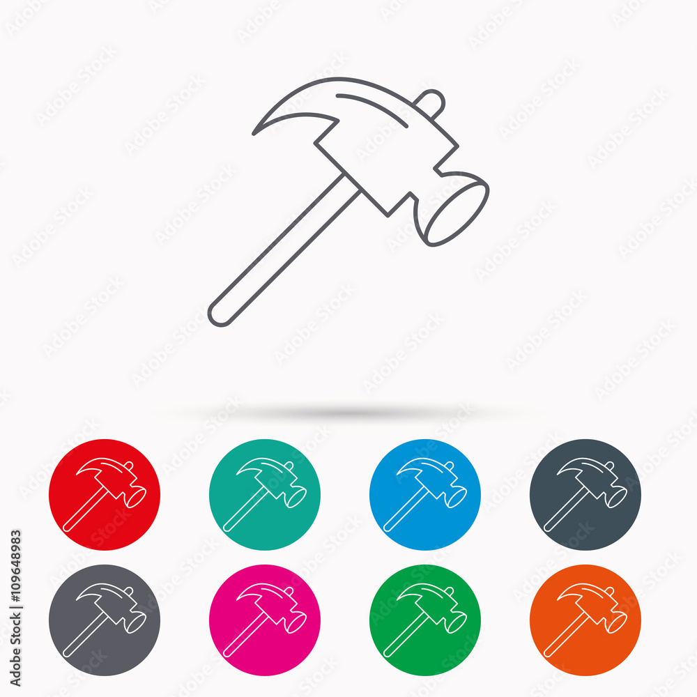 Hammer icon. Repair or fix sign. Hammer icon. Repair or fix sign.