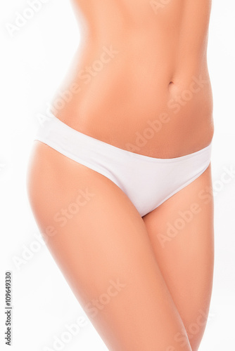 Close-up photo of attractive white women's panties