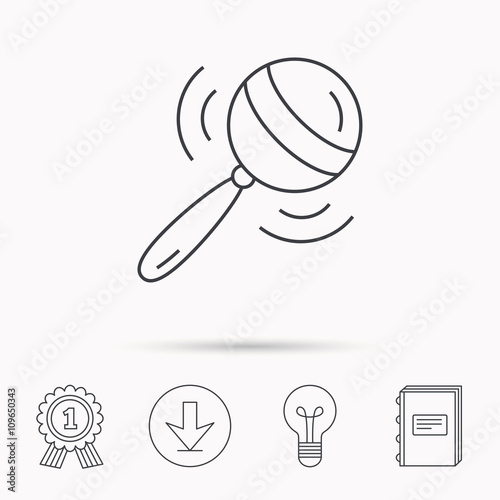 Baby rattle icon. Toddler toy sign.