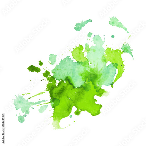 expressive watercolor stain with splashes of green salad color
