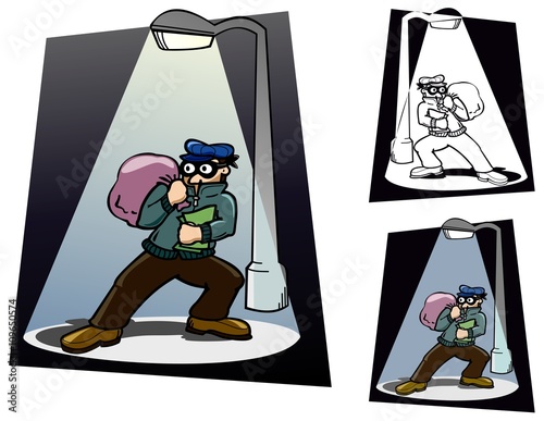 Thief making his escape with the loot