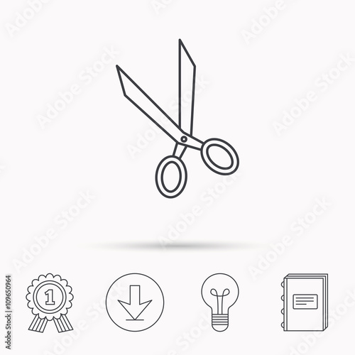 Tailor scissors icon. Hairdressing sign.