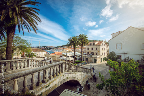 Old stone bridge in Korcula photo