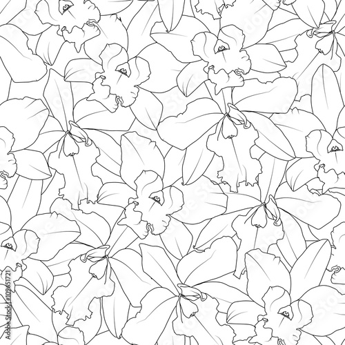 Fototapeta Naklejka Na Ścianę i Meble -  Orchid flowers seamless pattern. Background illustration
