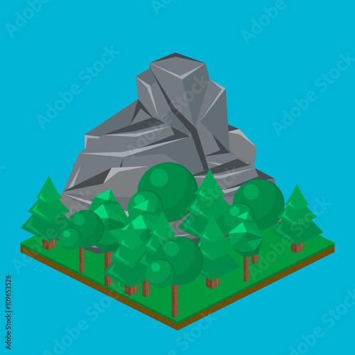Isometric mountain landscape