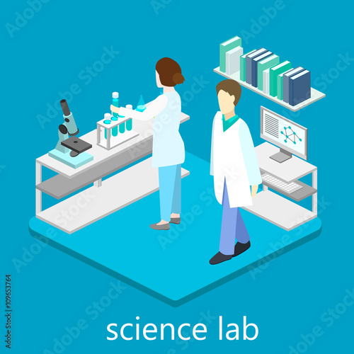 Isometric interior of science laboratory