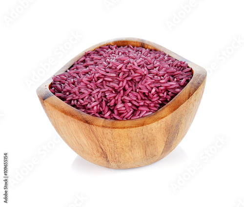 Red color herbal rice on white background.