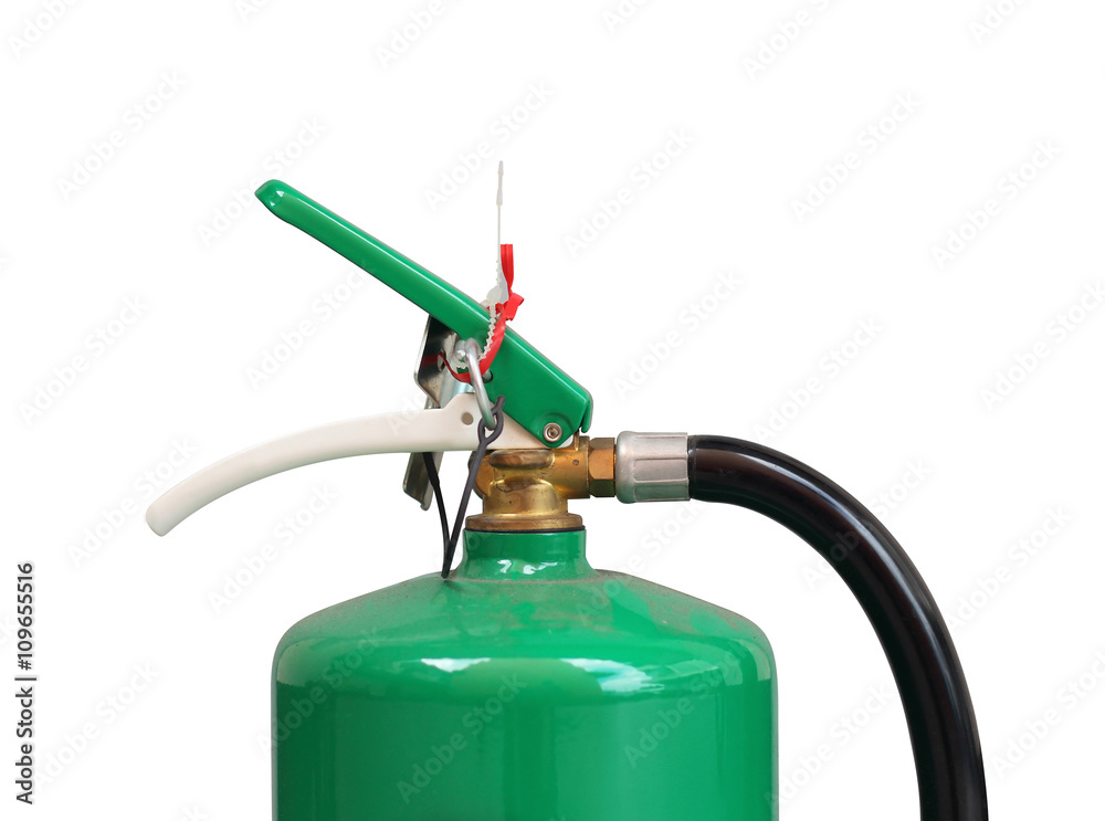 Part of green fire extinguisher Part of green fire extinguisher