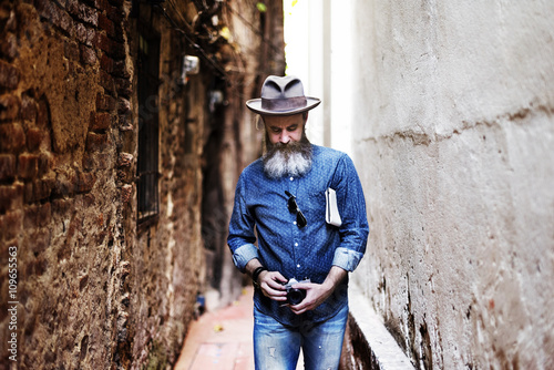 Writer Journalist Man Traveling Walking Concept