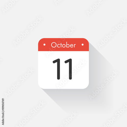 Free Download Calendar Icon with long shadow. Flat style. Date,day and month. Reminder. Vector illustration. Organizer application, app symbol. Ui. User interface sign.  October. 11 - GFXLoad