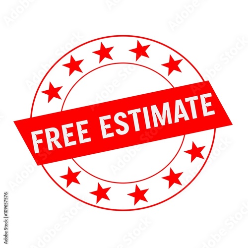 FREE ESTIMATE white wording on red Rectangle and Circle red stars