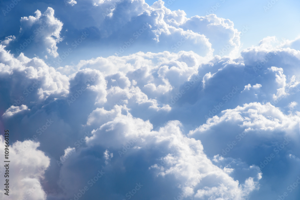 View of Clouds and sky from airplane window View of Clouds and sky from airplane window