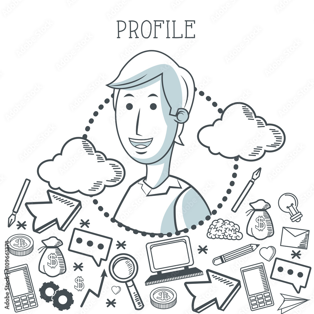 Doodle icon design. profile icon. draw concept