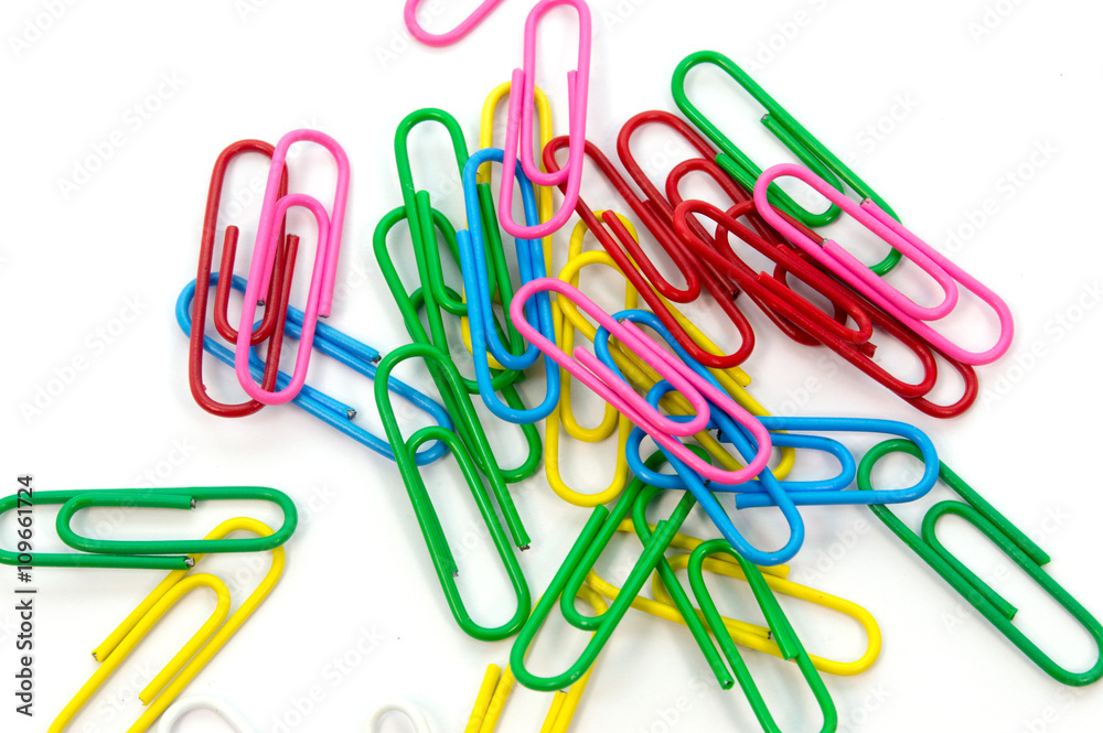 Paper clips colorful on white background Paper clips colorful on white background